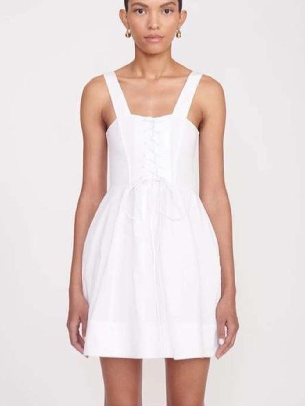 STAUD White Lace-Up Mini Dress